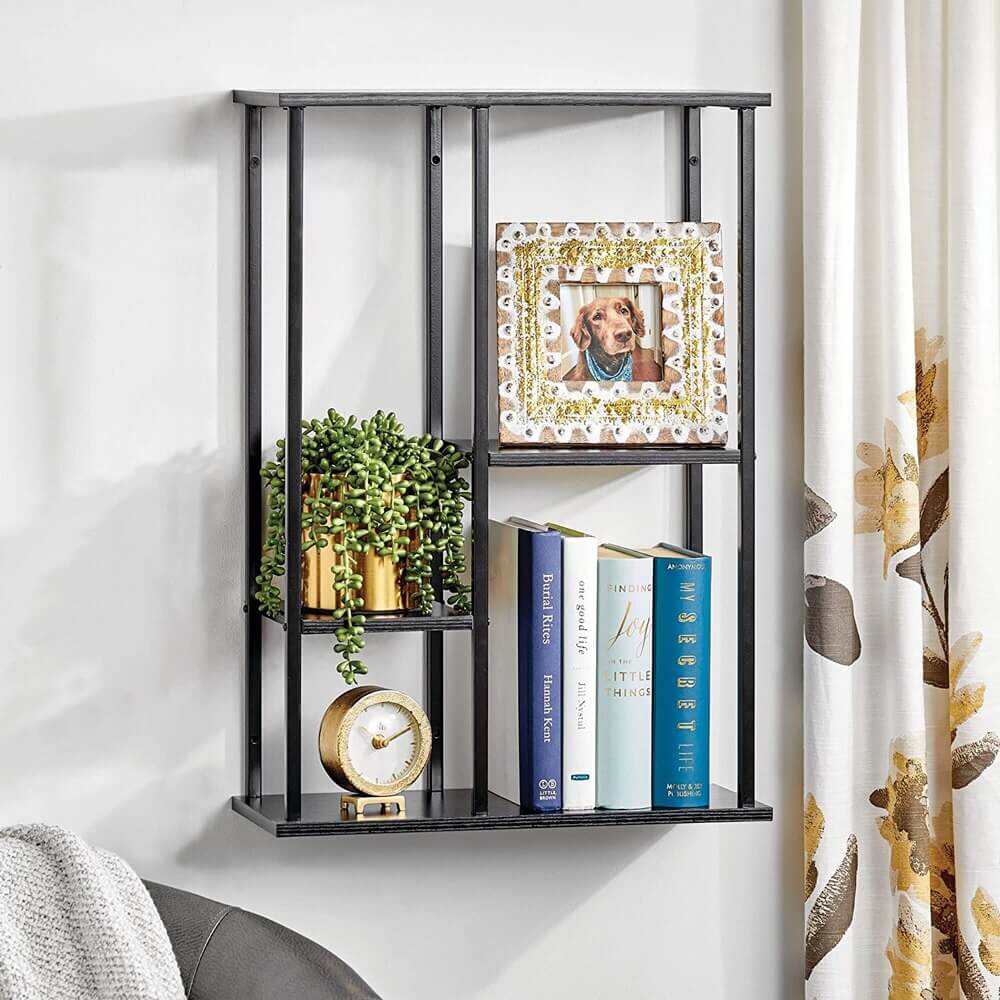 mDesign 4-Tier Wall Decor Storage Organizer Display Shelf, Black