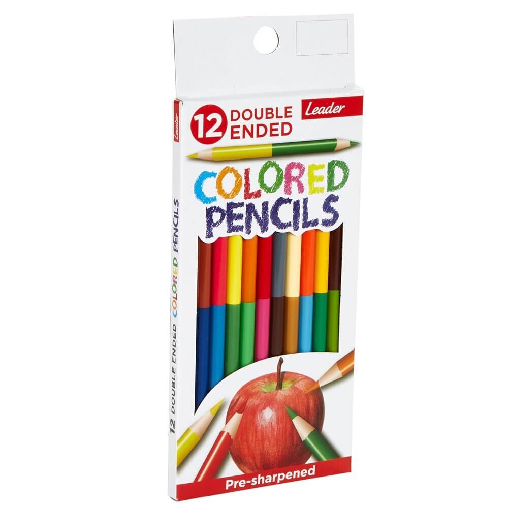 Leader Double Ended Colored Pencils, 12 Piece