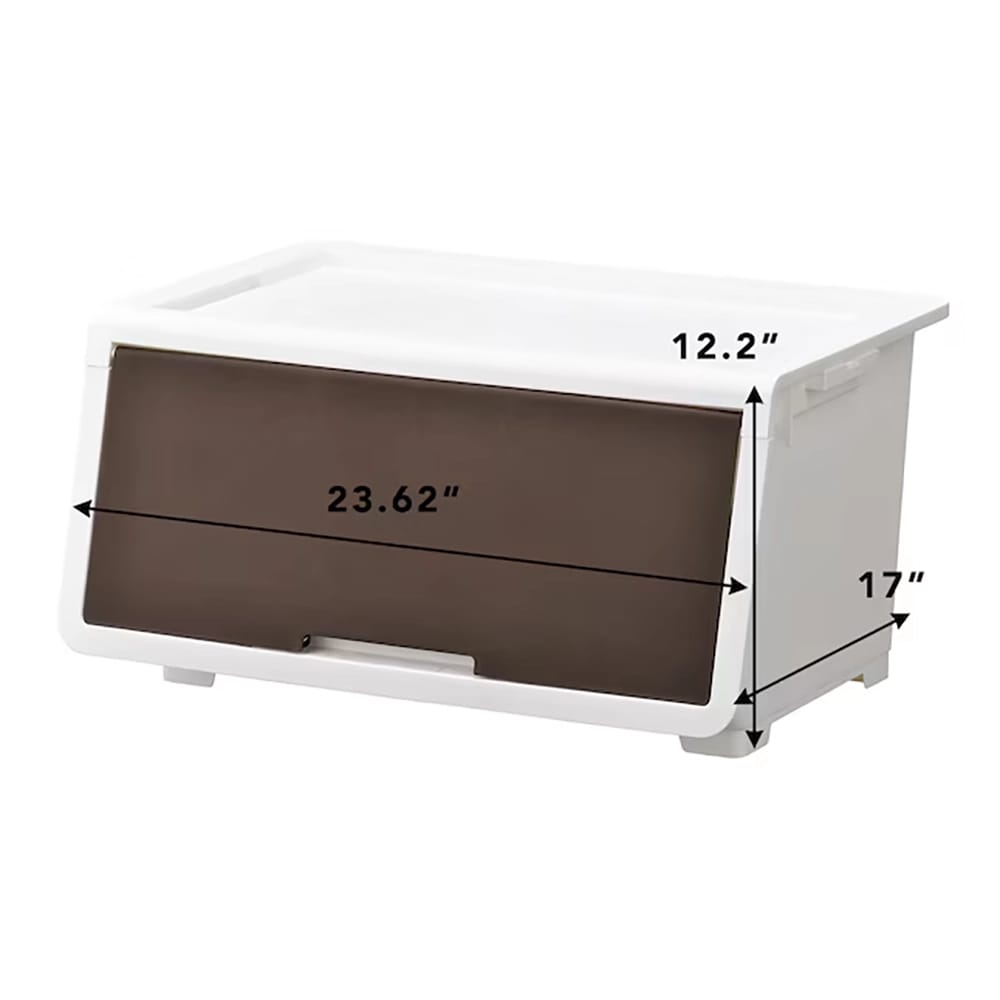 JEJ Astage Large Stackable Bin, White/Brown