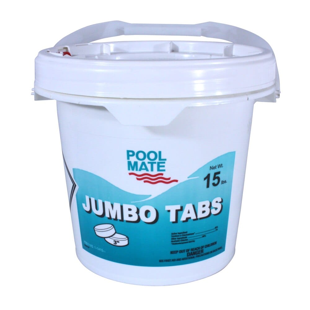 Pool Mate 3" Jumbo Chlorine Tabs, 15 lbs