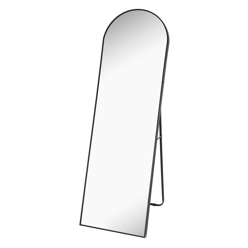 Hamilton Hills 18" x 58" Standing Round Corner Mirror, Black