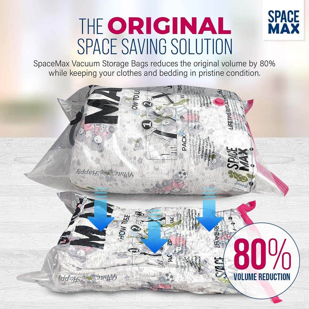 SPACE MAX Premium Space Saver Vacuum Storage Bags, Medium Size, 6-Pack