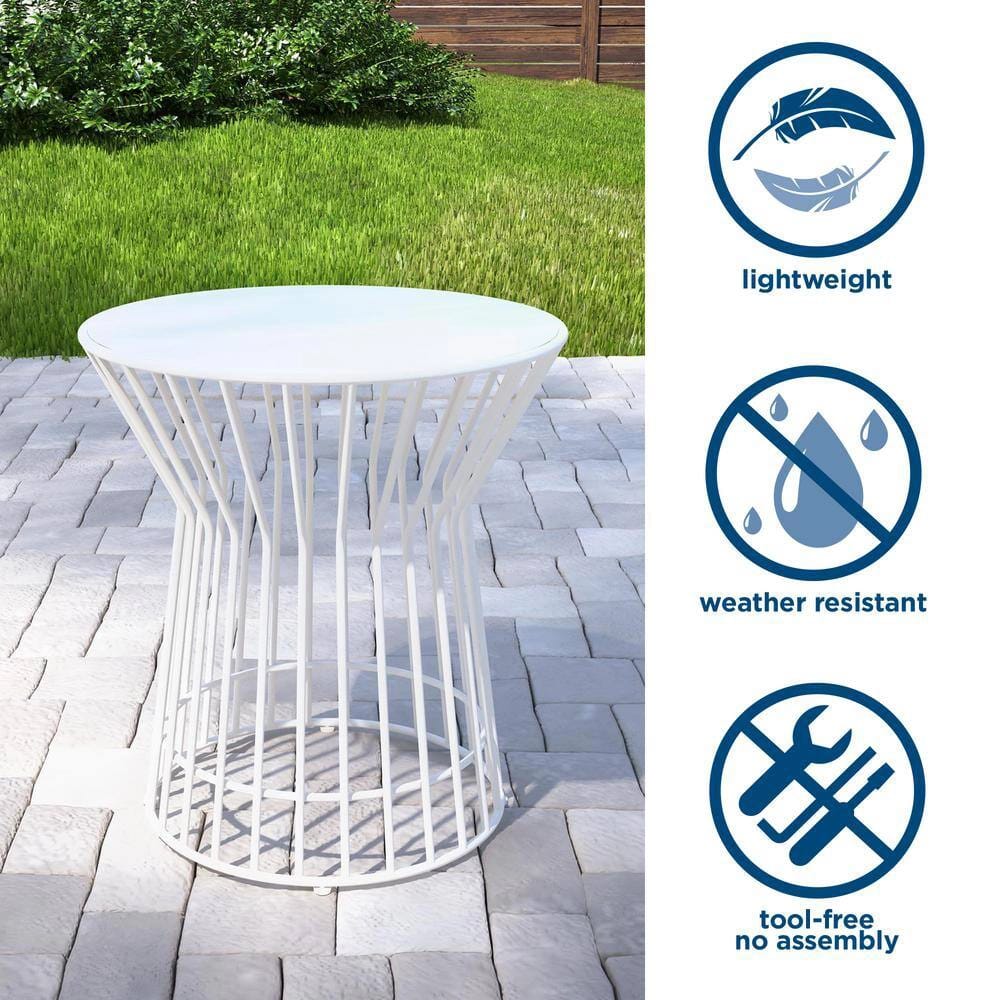 Novogratz Metal Outdoor Side Table, White