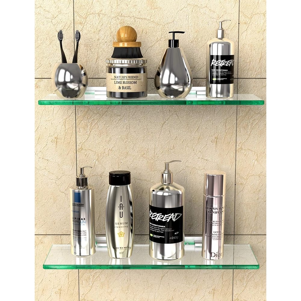 GeekDigg Glass Bathroom Storage Shelves, Set of 2