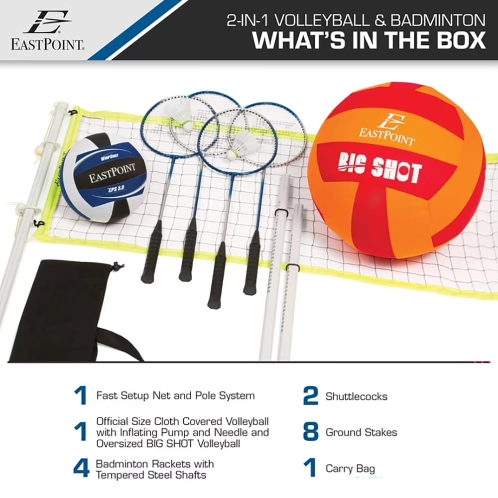 EastPoint Sports Volleyball and Badminton Combo Set