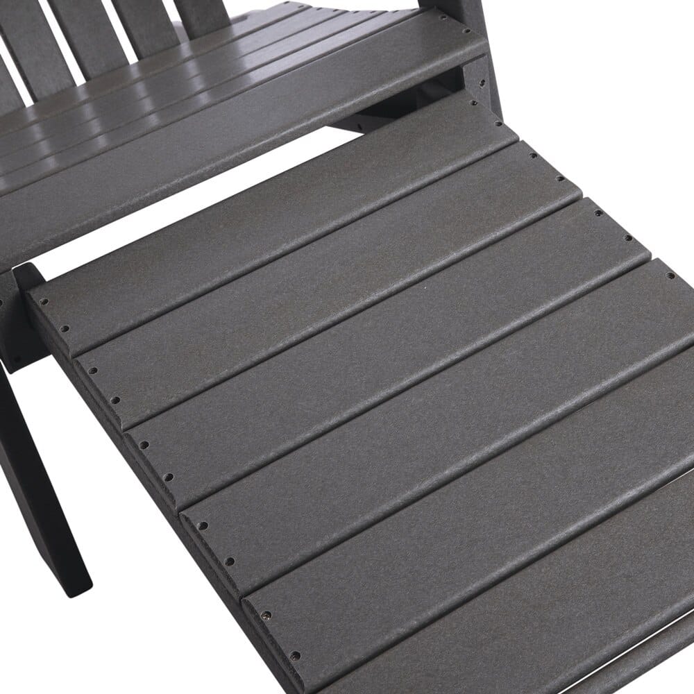 All-Weather Adirondack Chair with Ottoman, Gray