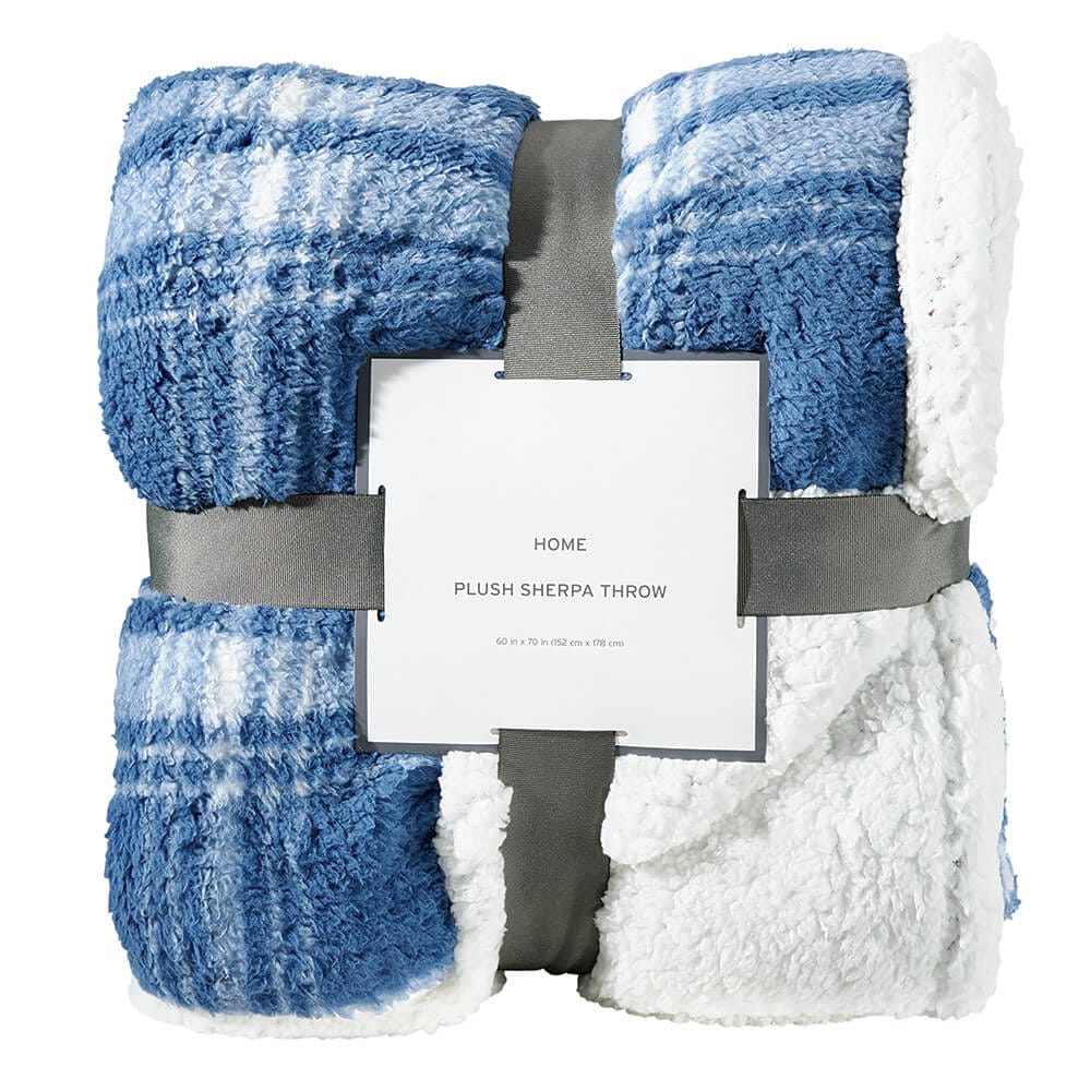 Plush Sherpa Throw Blanket, 60"