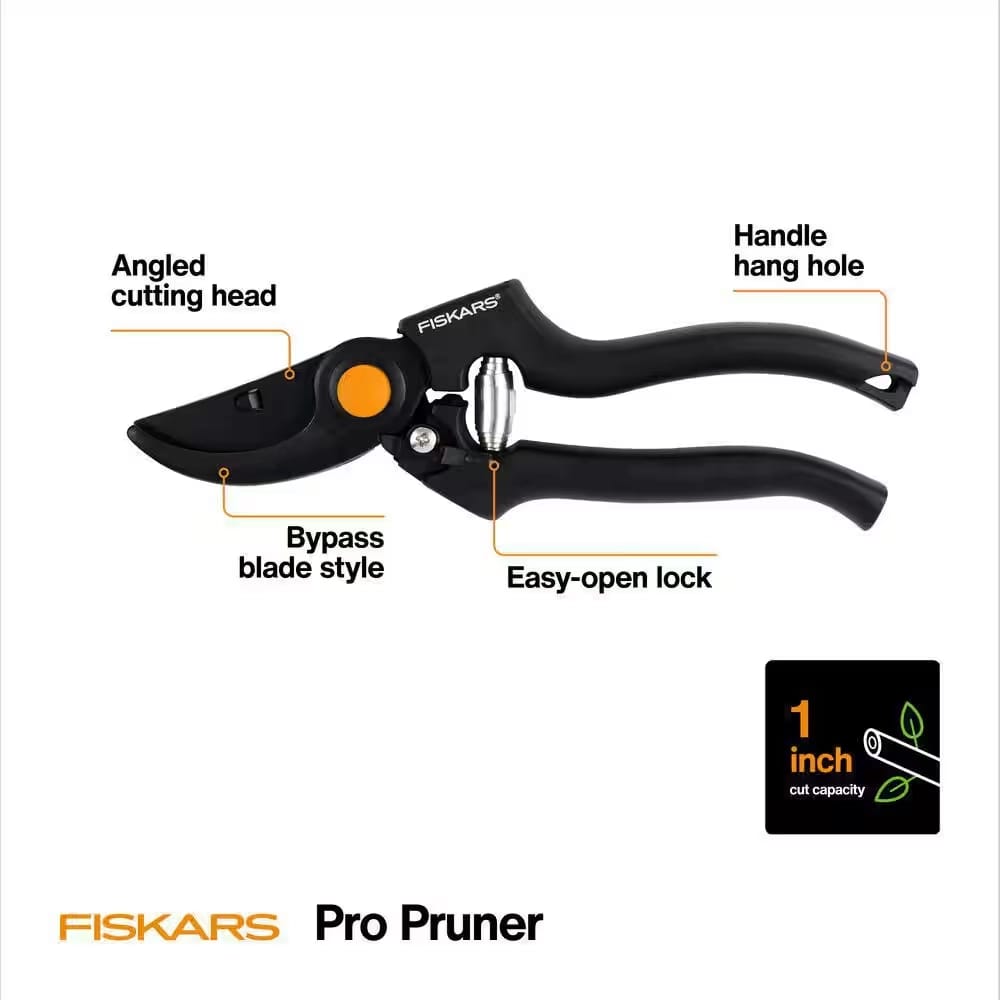 Fiskars Steel Blade PRO Fibercomp Bypass Hand Pruning Shears