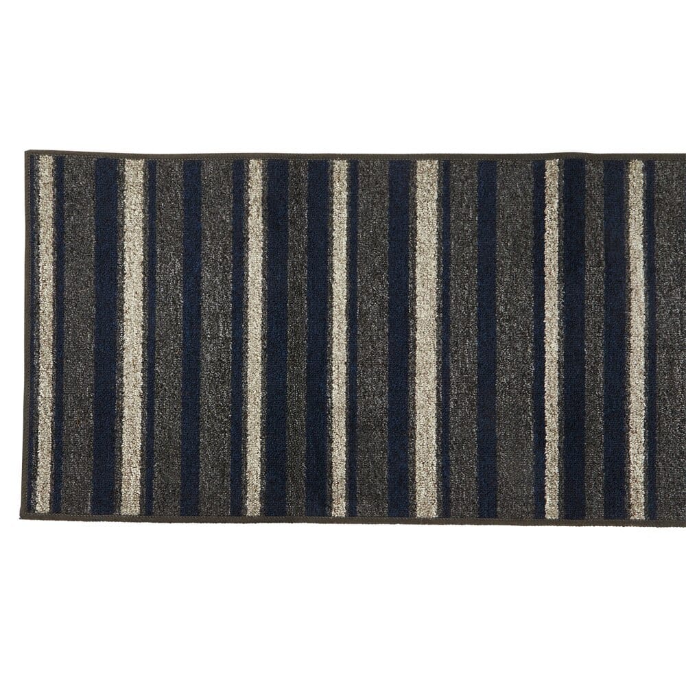 Mohawk 20" x 60" Gray/Navy Striped Rug Runner with Latex Back