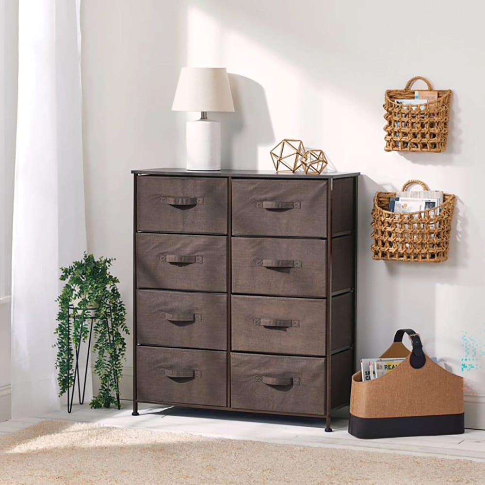 mDesign Large 8-Drawer Storage Dresser, Dark Brown