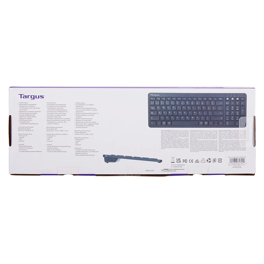 Targus Midsize Multi-Device Bluetooth Wireless Keyboard, Blue