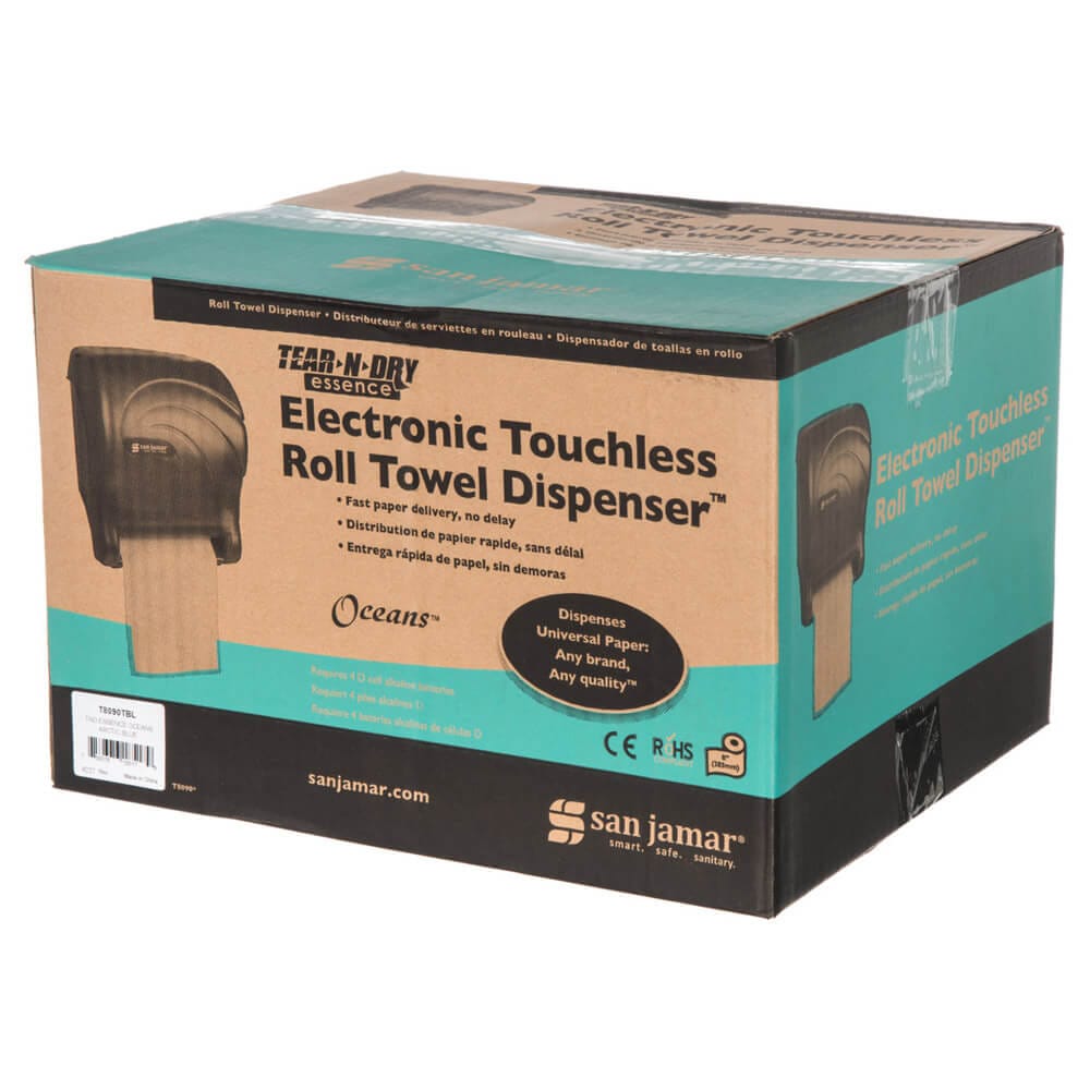 San Jamar Tear-n-Dry Essence Electric Touchless Roll Towel Dispenser, Arctic Blue