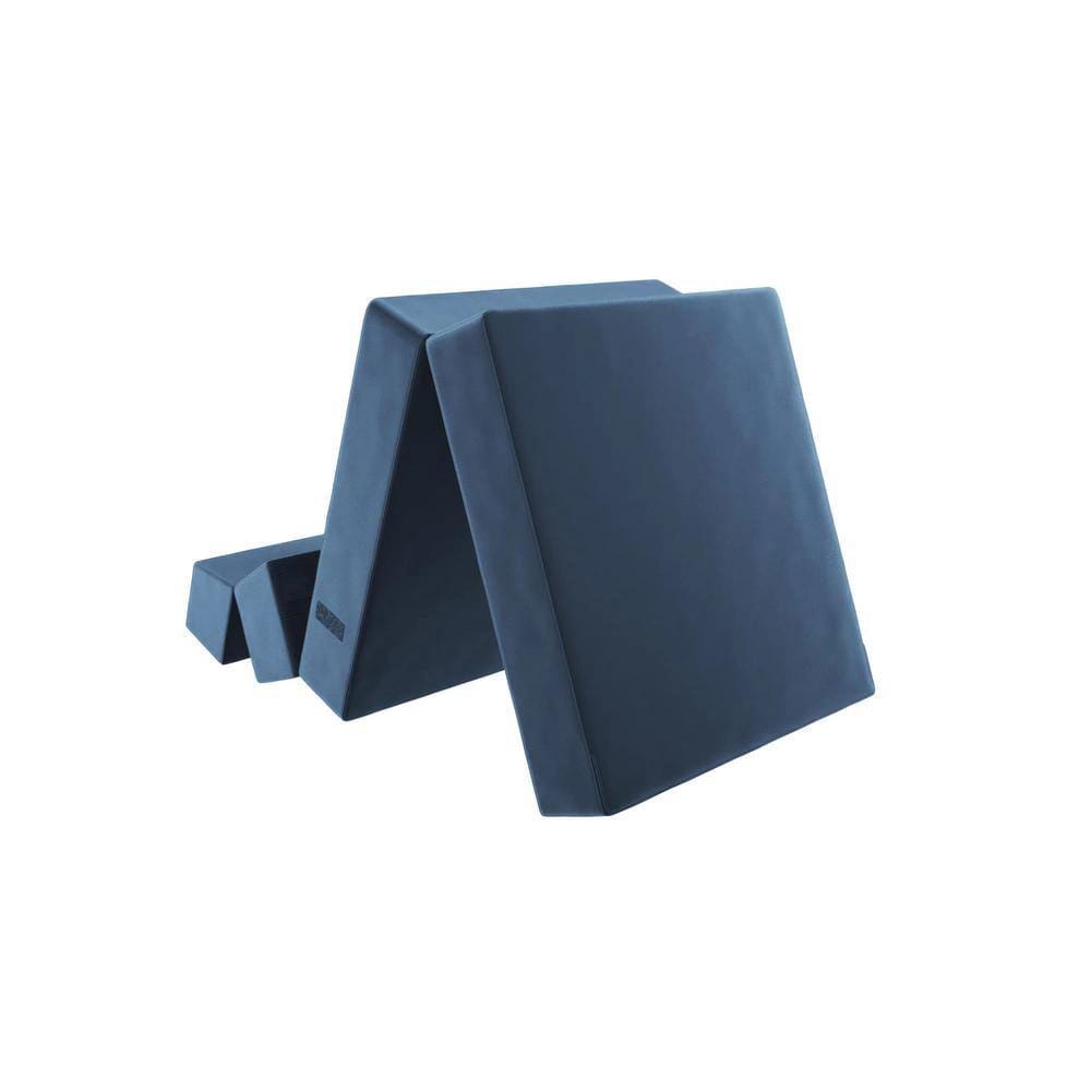 Novogratz Modular Armless Chair and Lounger, Indigo Blue Velour