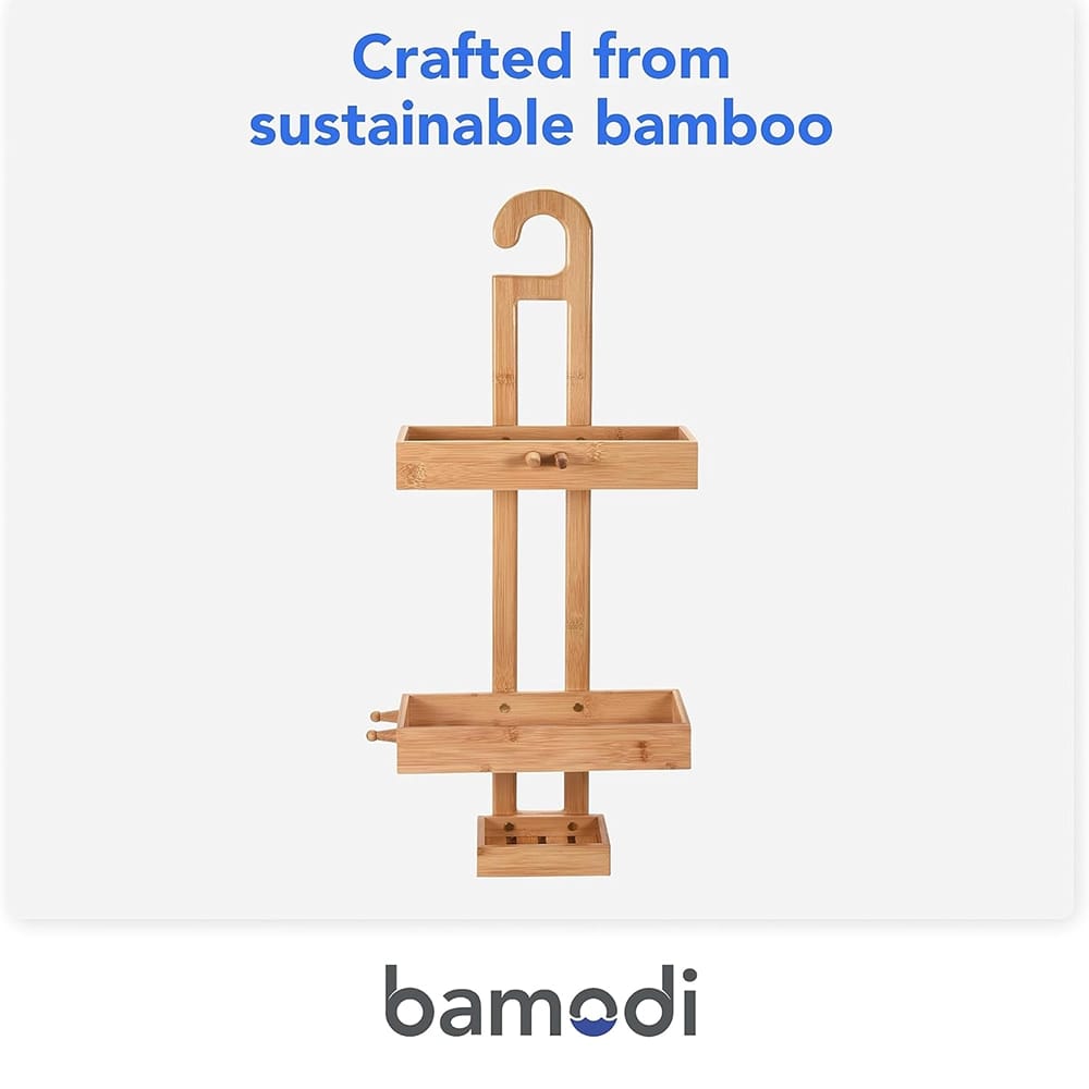 Bamodi Hanging Bamboo 2-Tier Shower Caddy