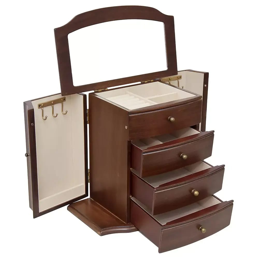 Traditional Brushed Jewelry Box, Brown