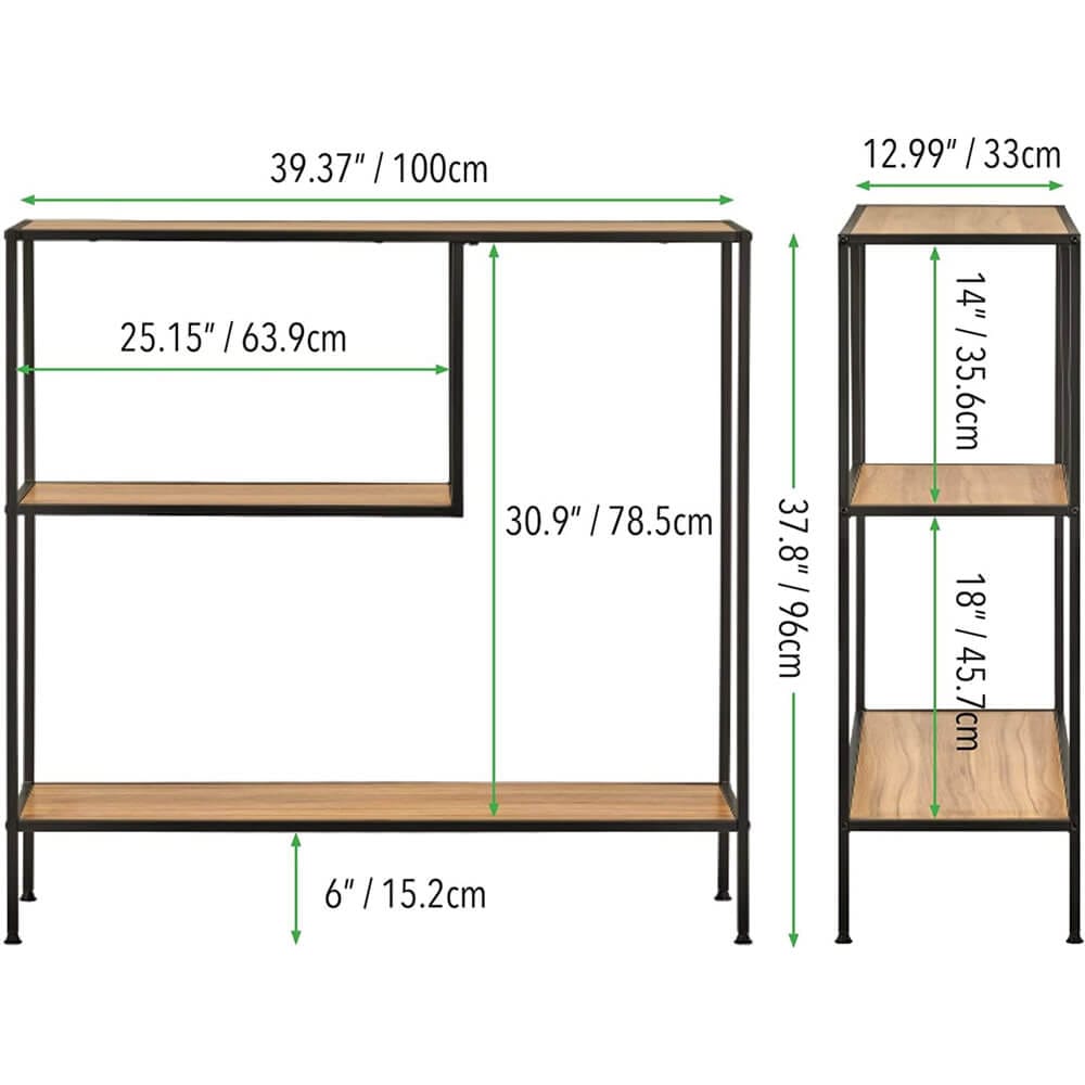 mDesign Modern Wood Console Table with Shelf, Black/Nordic Walnut
