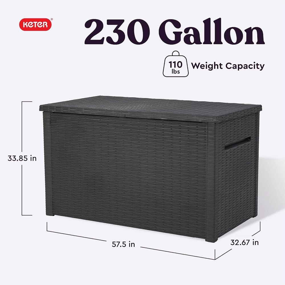 Keter XXL 230 Gallon Resin Outdoor Deck Box, Gray