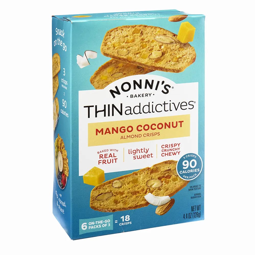 Nonni's THINaddictives Mango Coconut Almond Crisps, 4.4 oz
