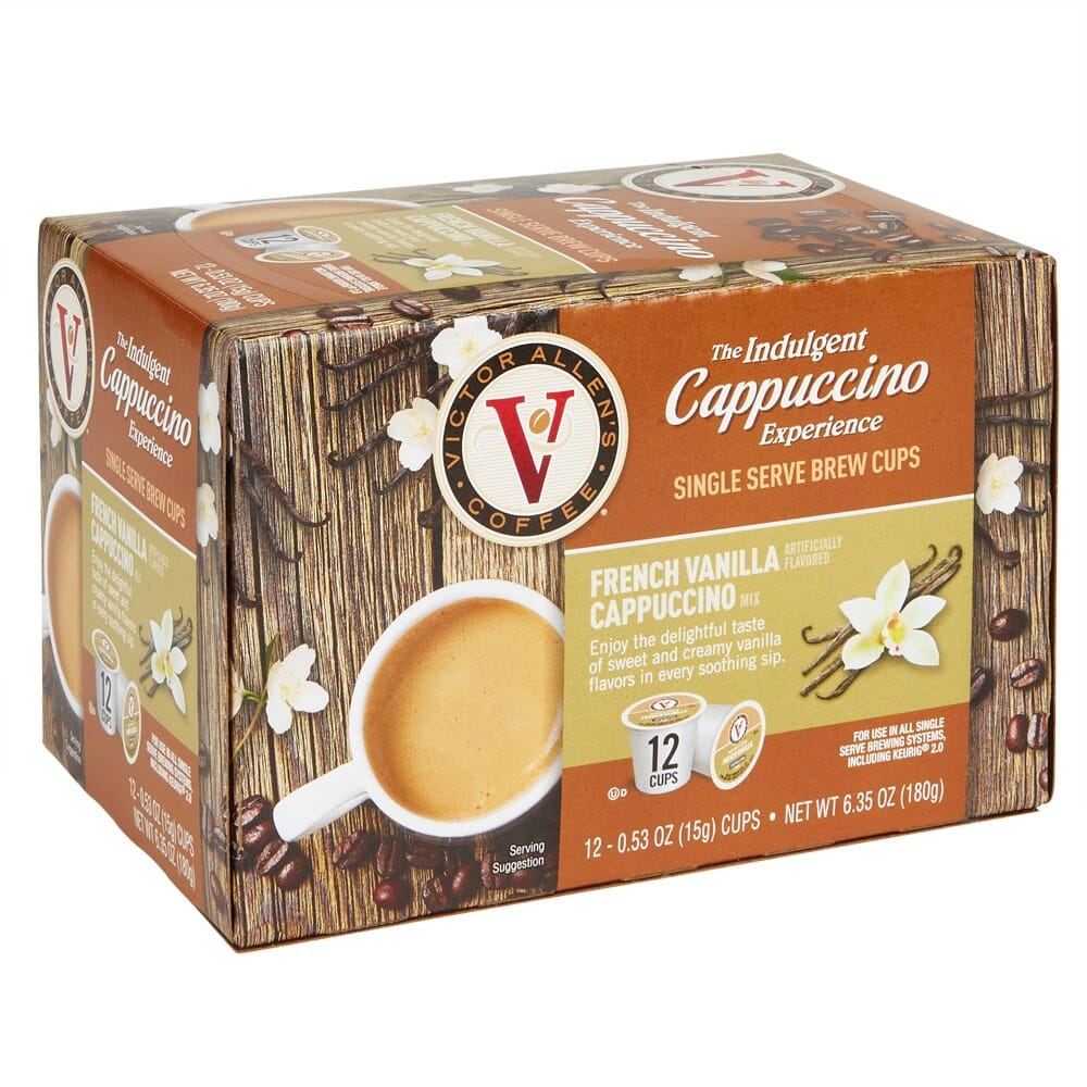 Victor Allen's Indulgent Cappuccino Experience French Vanilla Brew Cups, 12 Count