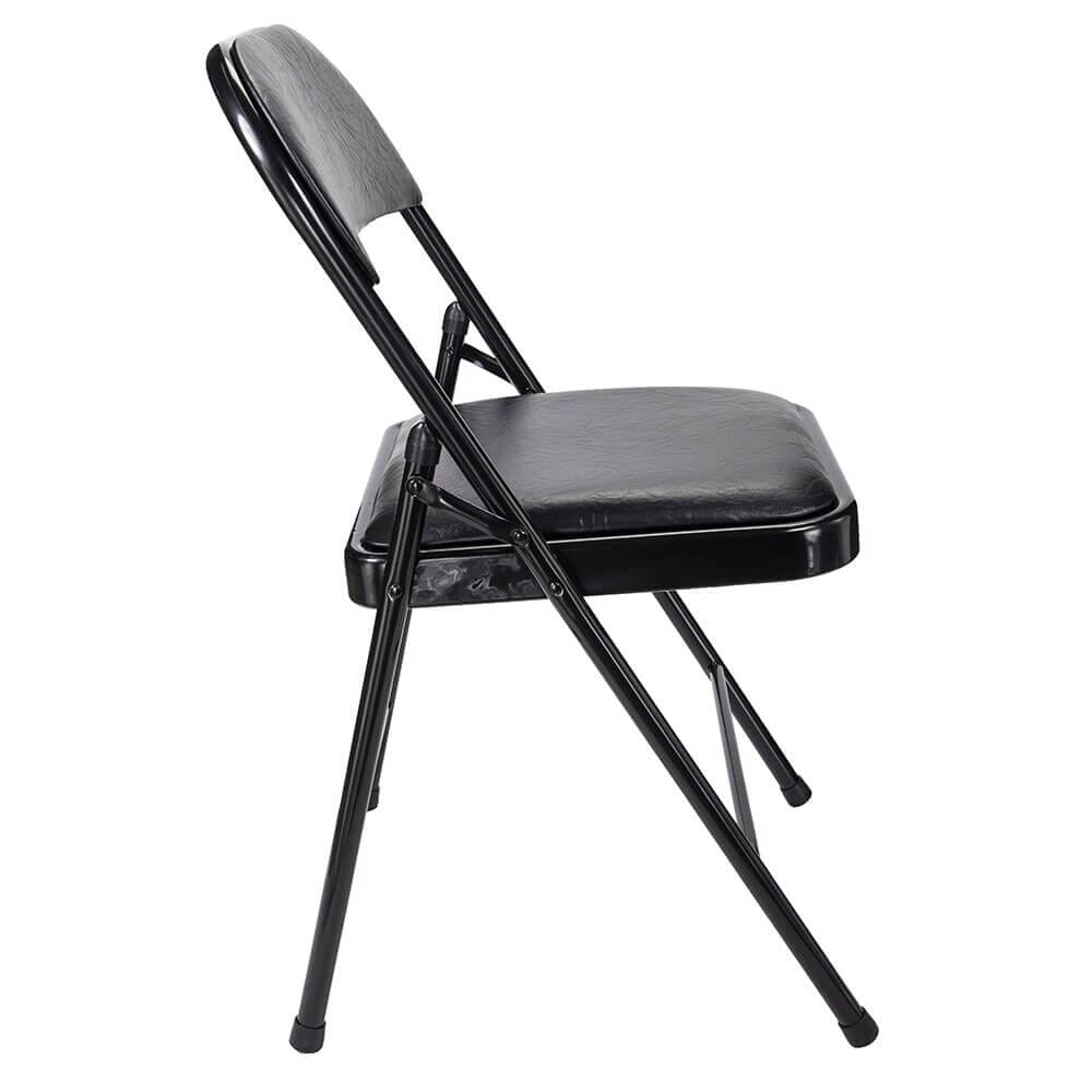 Padded Metal Folding Chair, Black