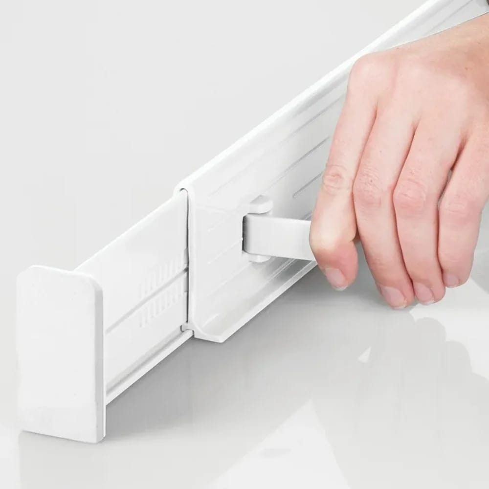 mDesign Adjustable Dresser Drawer Divider, White, 4 Pack