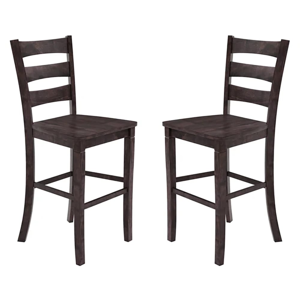 Commercial Grade Wooden Classic Ladderback Barstool, Set of 2, Gray