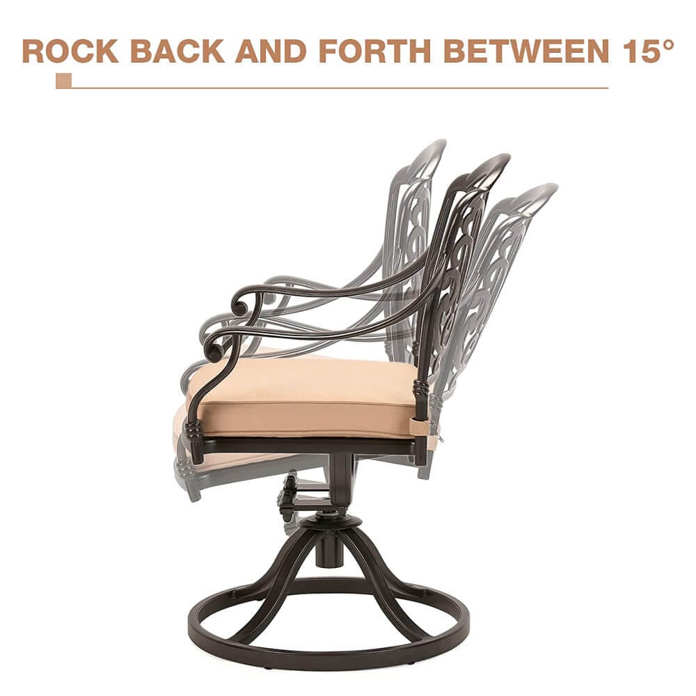 Laurel Canyon Outdoor Patio Swivel Dining Chairs, Set of 2, Dark Brown