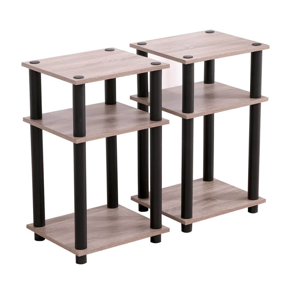 Turn-N-Tube End Table, Set of 2, Oak Gray/Black