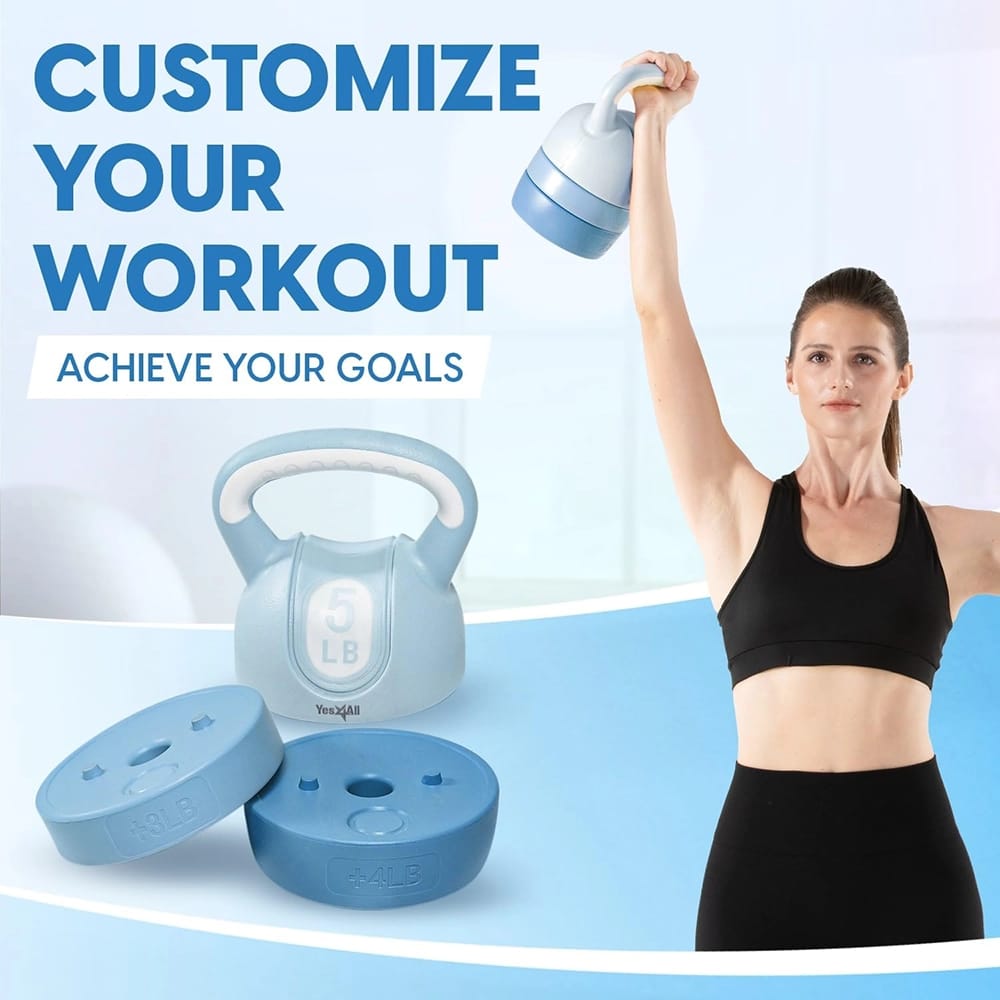 Yes4All Set of 2 Adjustable Kettlebells, 12lb, Pink + Teal