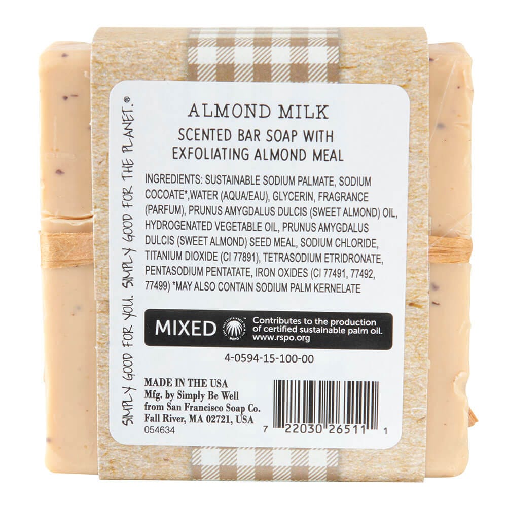 Simply Be Well Almond Milk Scented Bar Soap with Exfoliating Almond Meal, 5 oz