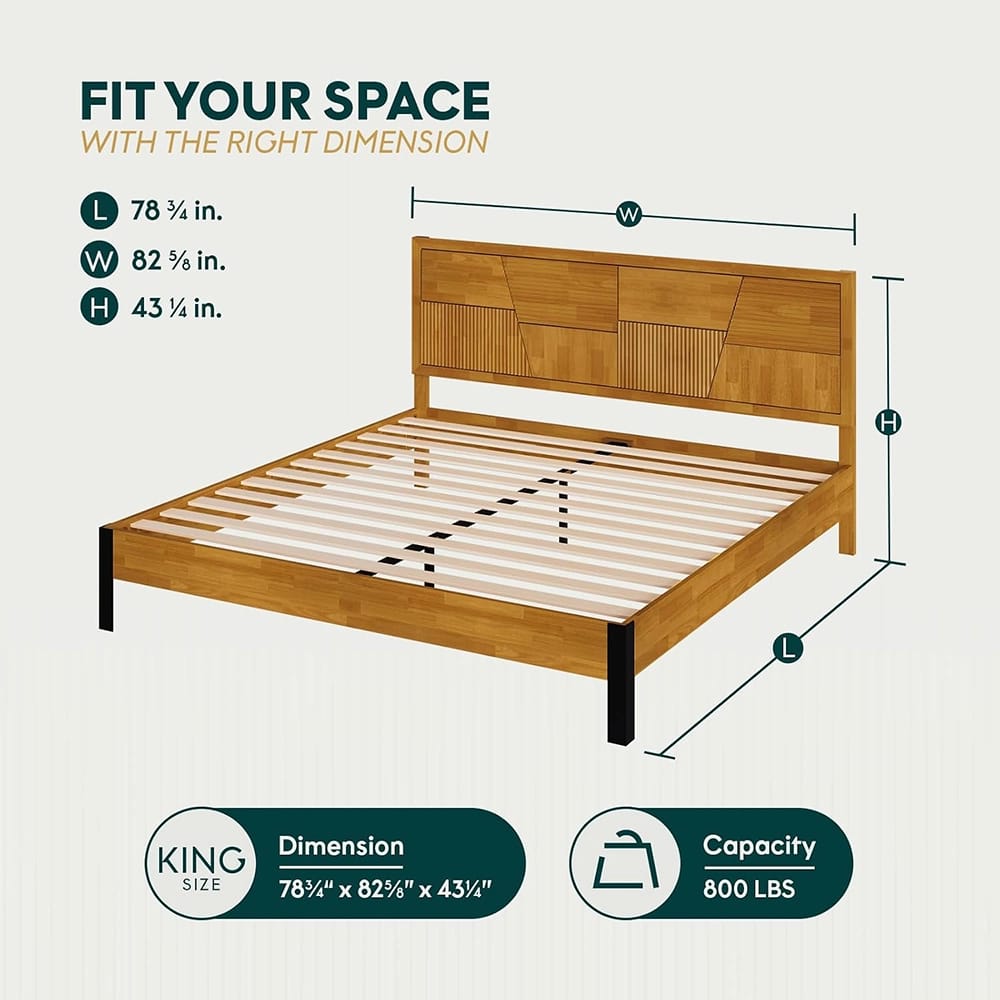 Bme Trapeze Bed Frame and Headboard, King