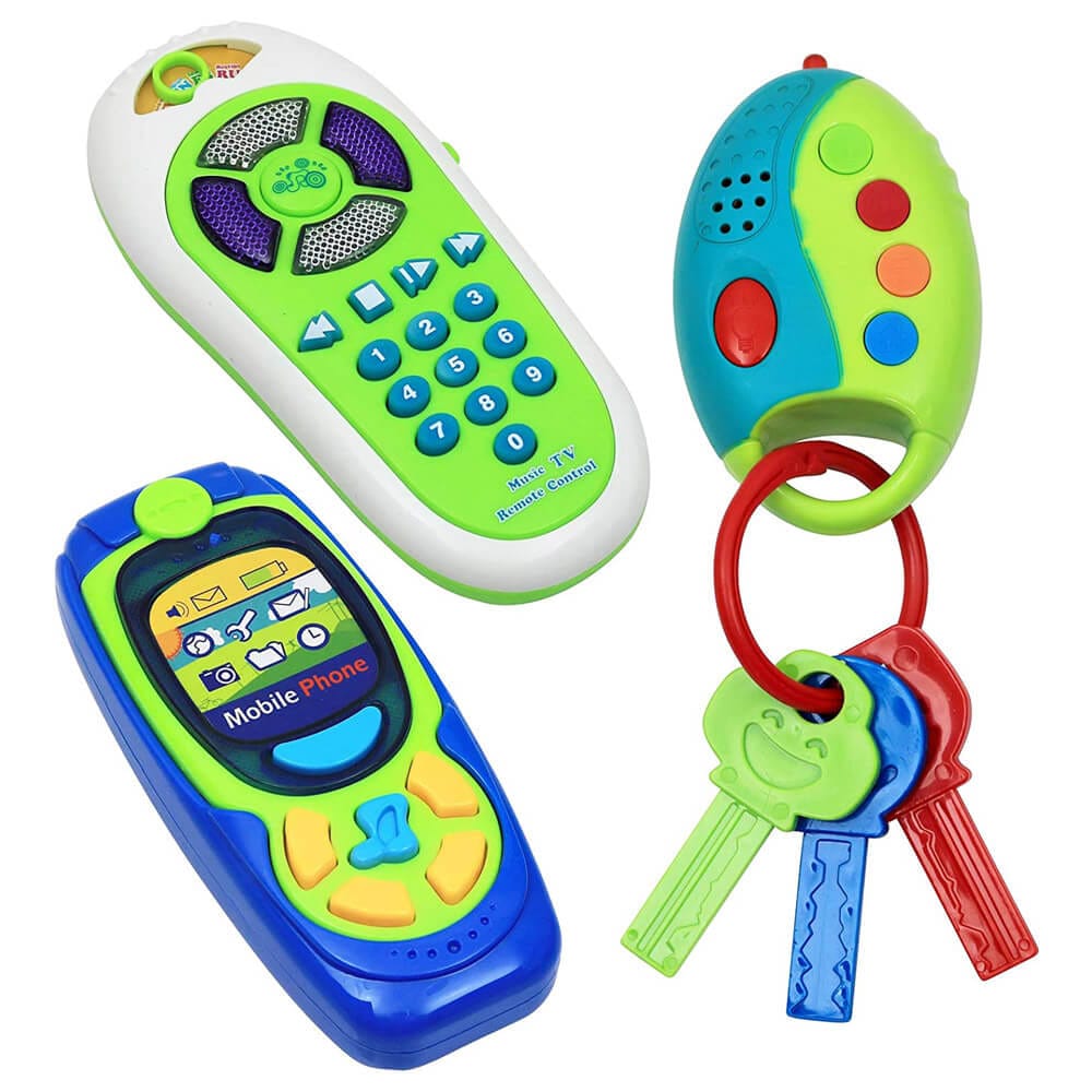 Click N' Play Pretend Play Cell Phone, TV Remote & Car Key Accessory Play Set