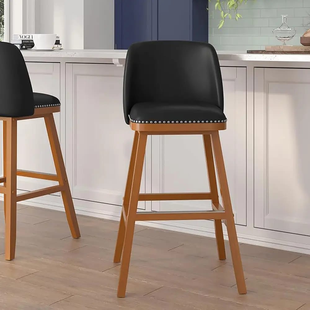 Flash Furniture 30" Julia Transitional Counter Stools, Set of 2, Charcoal/Walnut