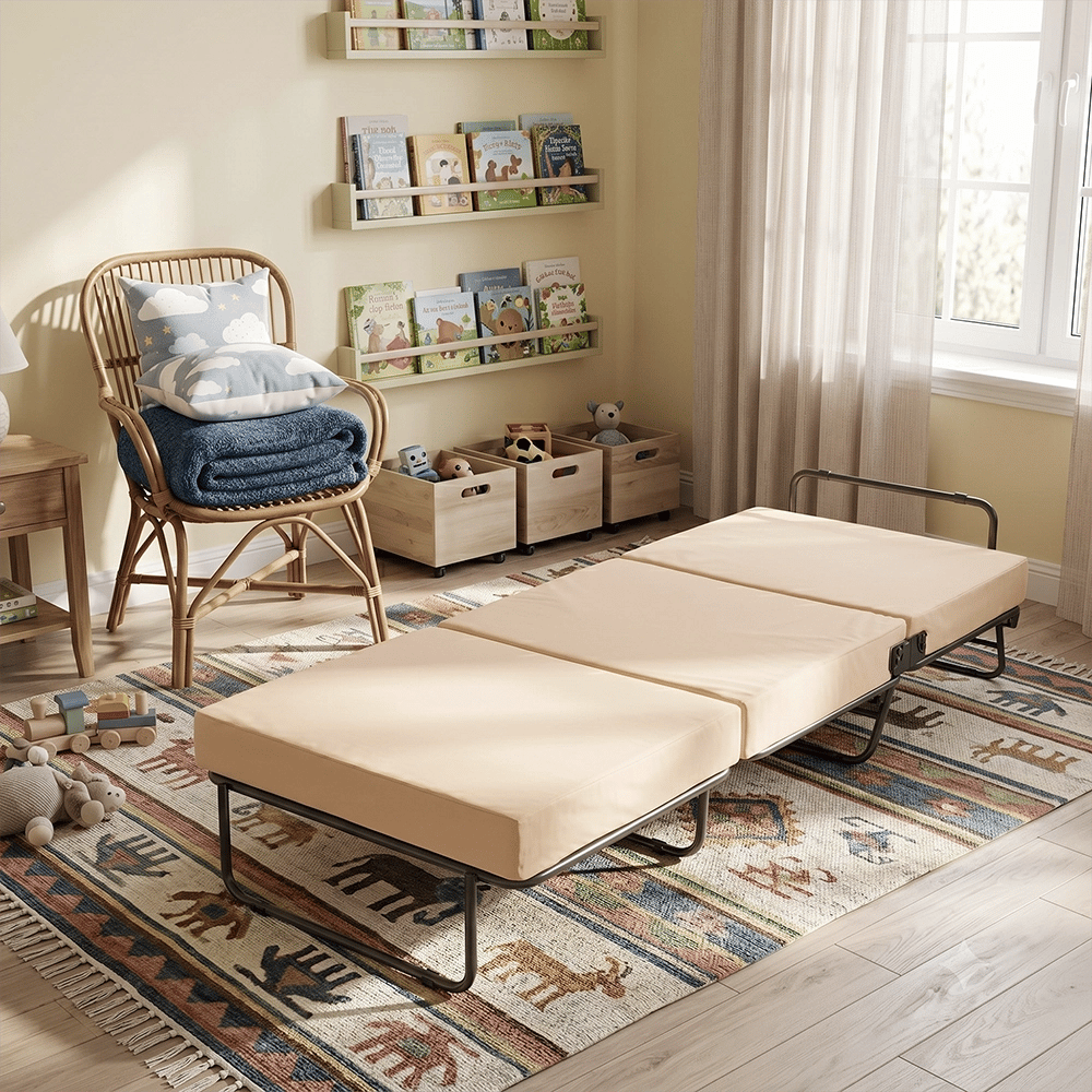 Ottoman Bed, Black/Cream