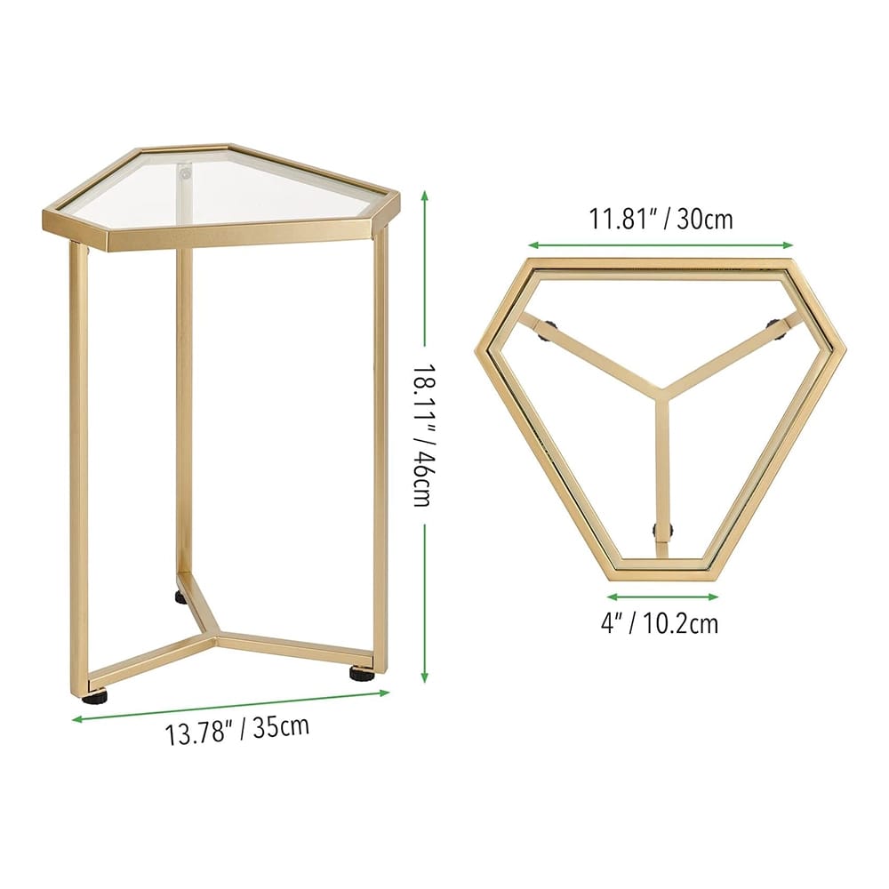 mDesign Triangle Accent Table, Brass, Set of 2