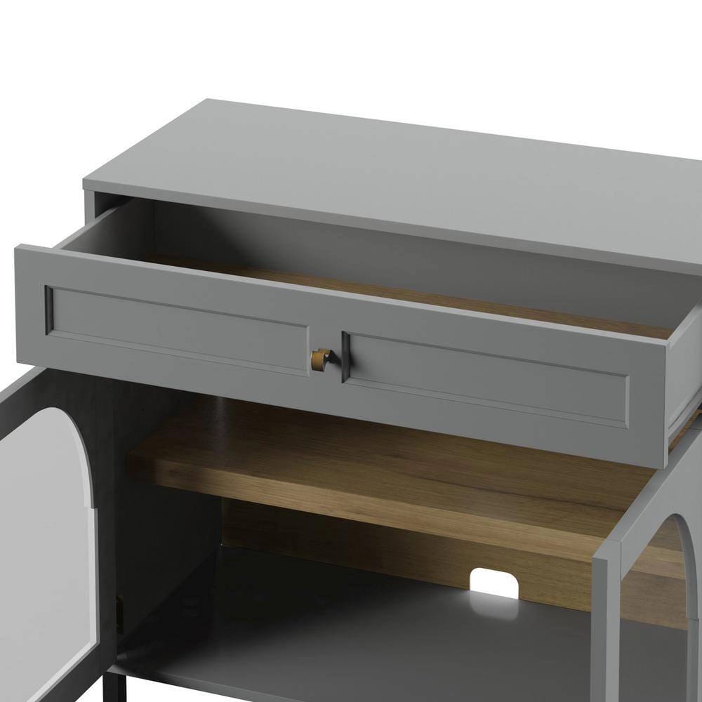 Twin Star Home Accent Cabinet with Glass Doors, Pure Gray