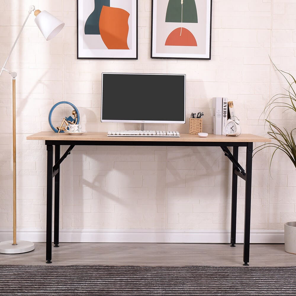 55" Foldable Desk, Natural/Black