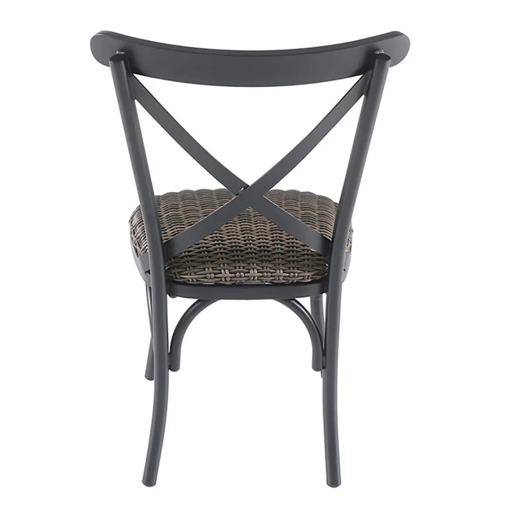 Allen + Roth Chesterbrook Wicker Steel Frame Dining Chair, Set of 2, Black