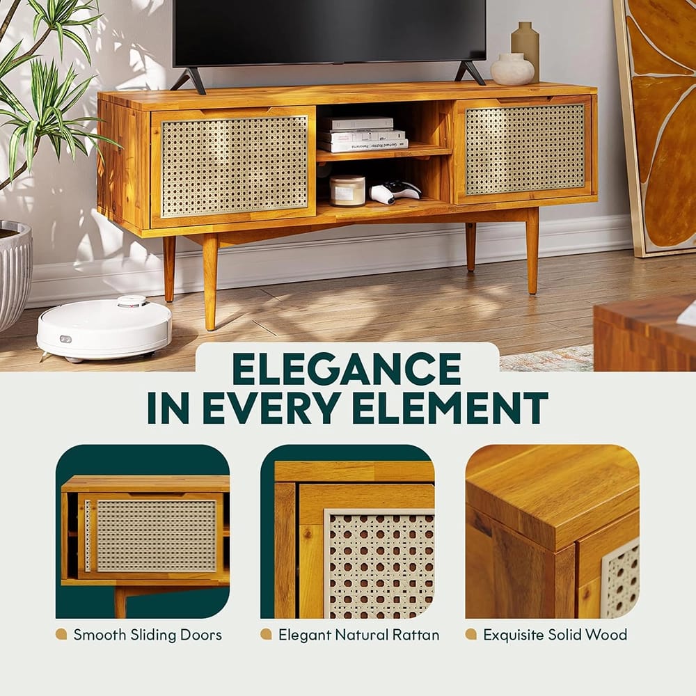 Bme Solid Wood Oliver TV Stand, Caramel