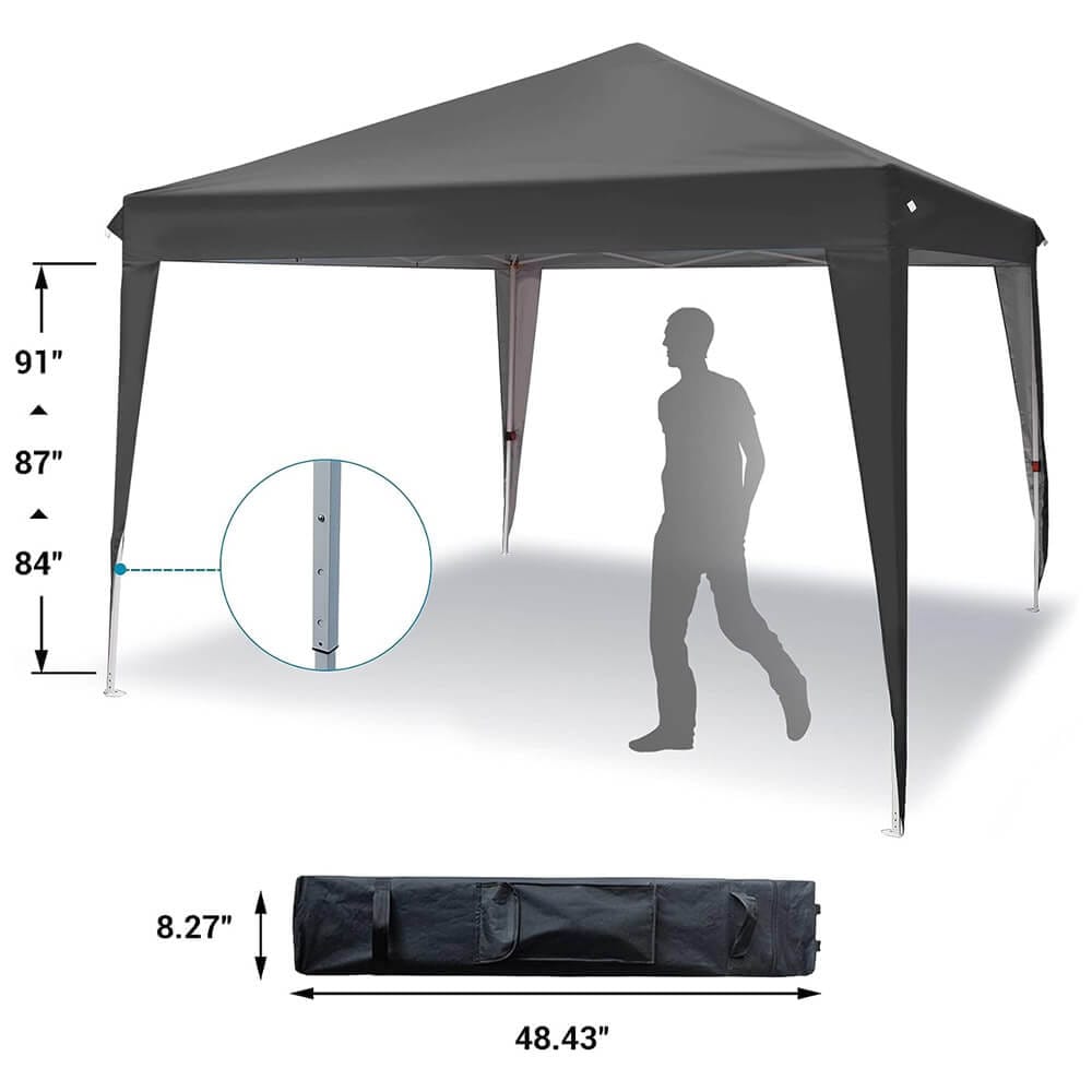 10' x 10' Pop-Up Canopy Tent with Sidewall & Windows, Gray