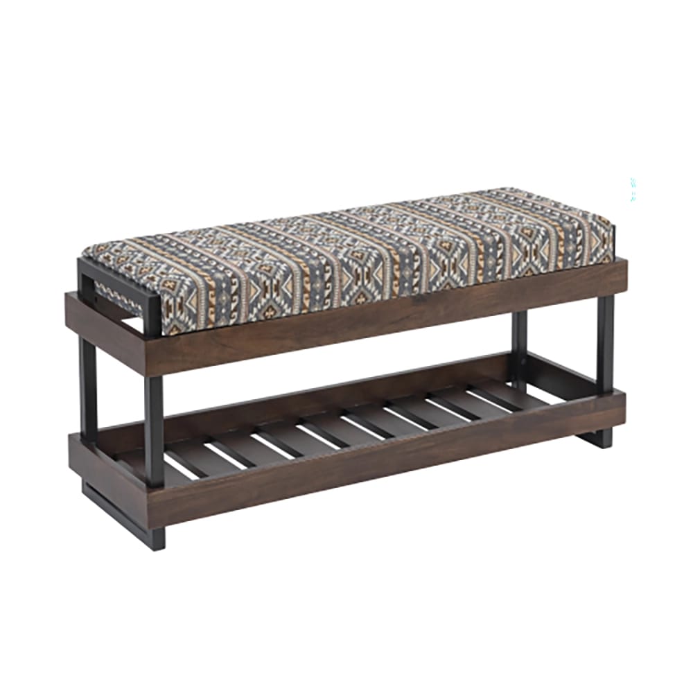 Albany Living Upholstered Bench with Wooden Shoe Rack, Gray