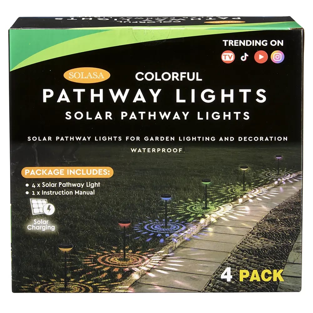 Solasa Colorful Solar Pathway Lights, 4 pk
