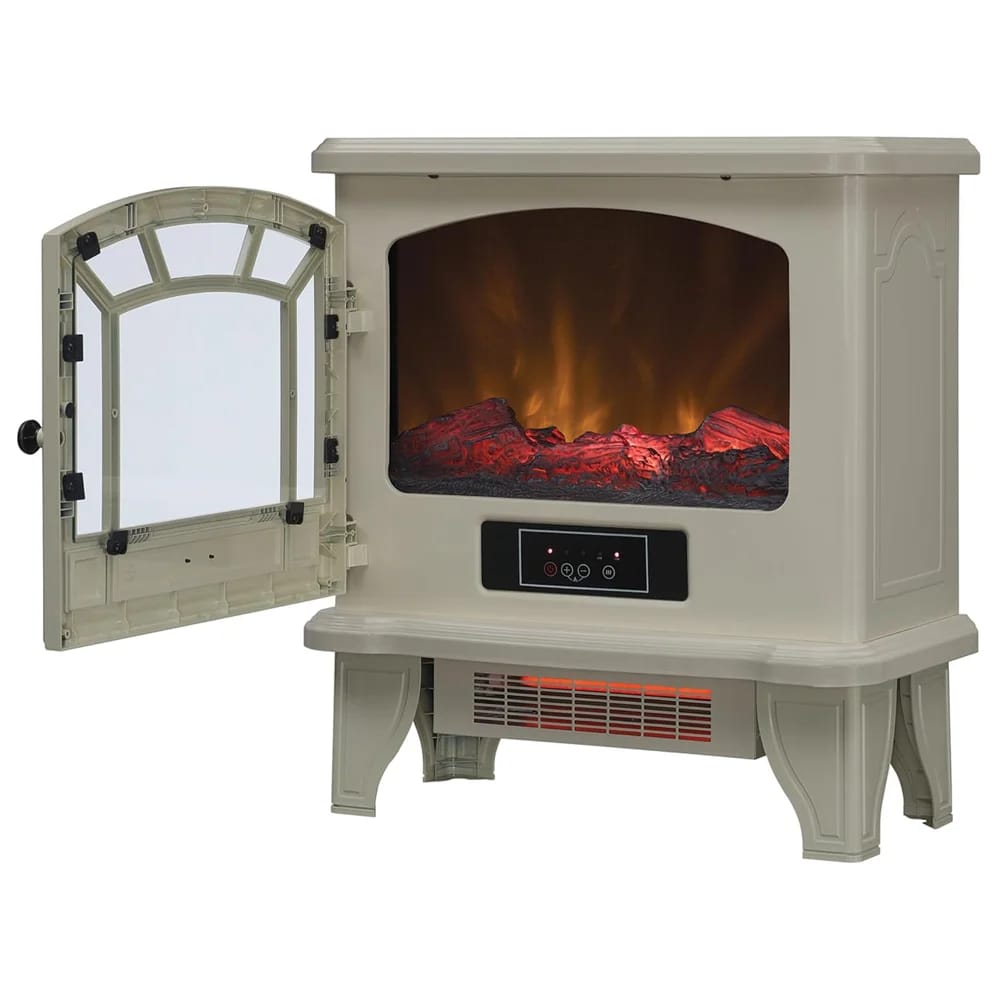 Duraflame Electric 1,500W Fireplace Stove Infrared Heater with Flickering Flame Effects, Cream