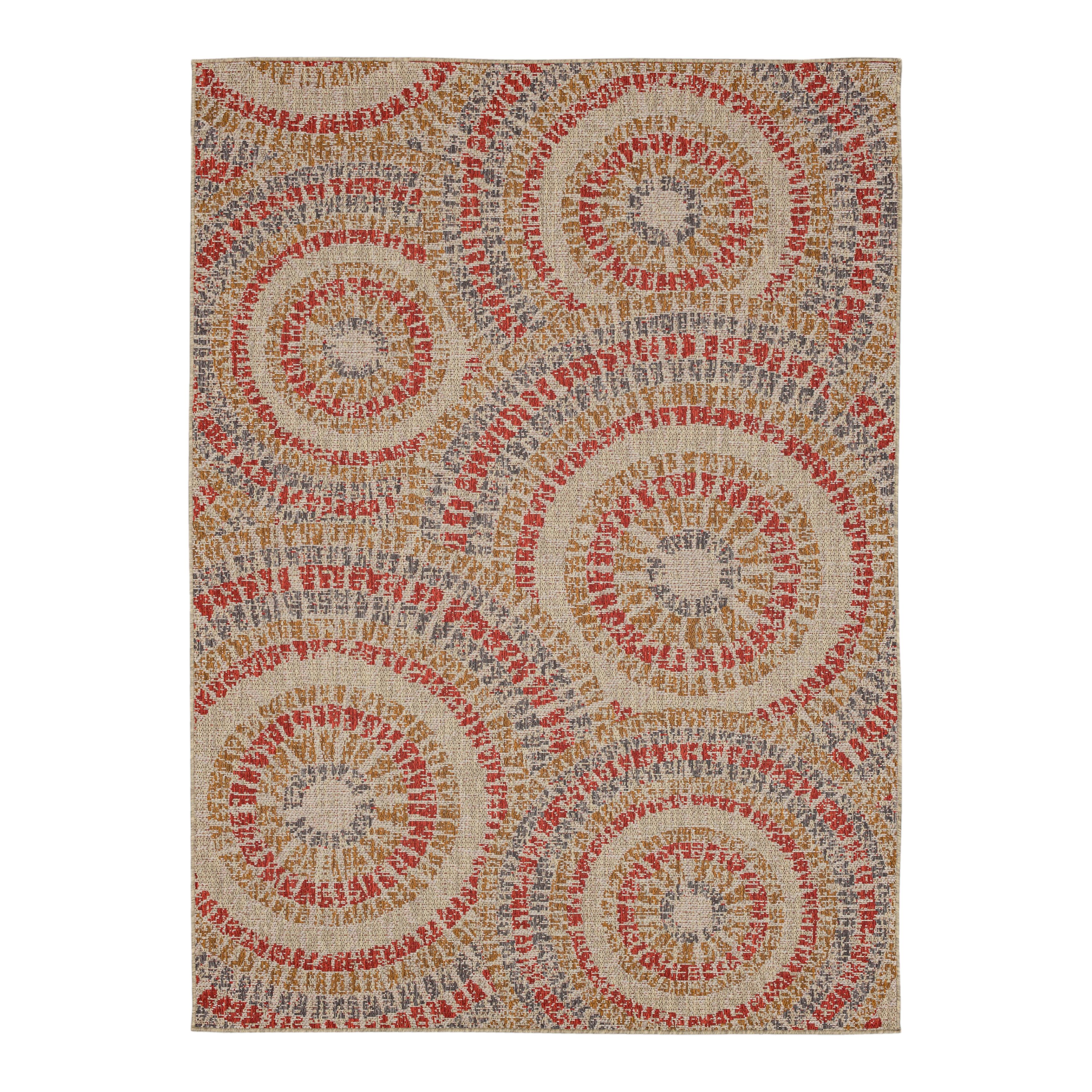 Mohawk Indoor/Outdoor Rug, Red Burst, 5' 3" x 7' 3"