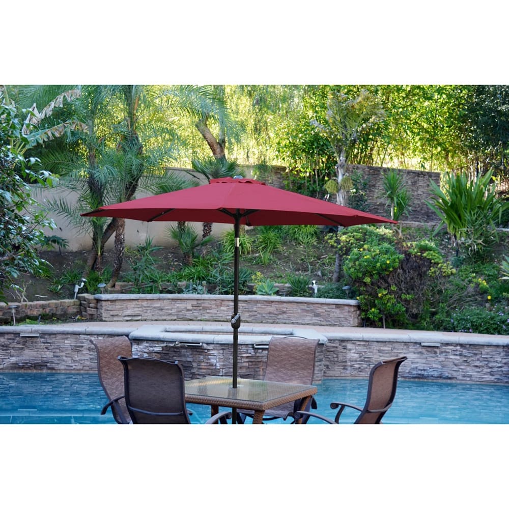 Jeco 9' Aluminum Patio Market Umbrella with Tilt and Crank, Burgundy/Black