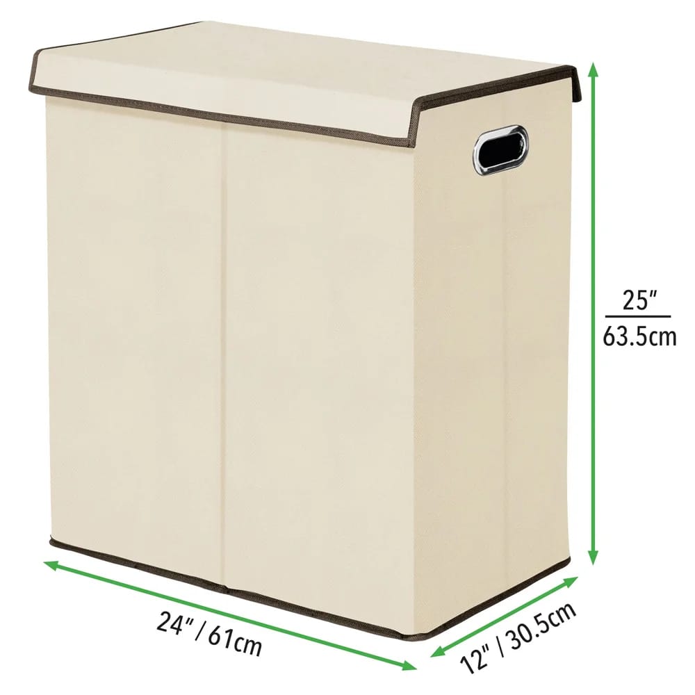 mDesign Divided Laundry Hamper, Cream/Espresso
