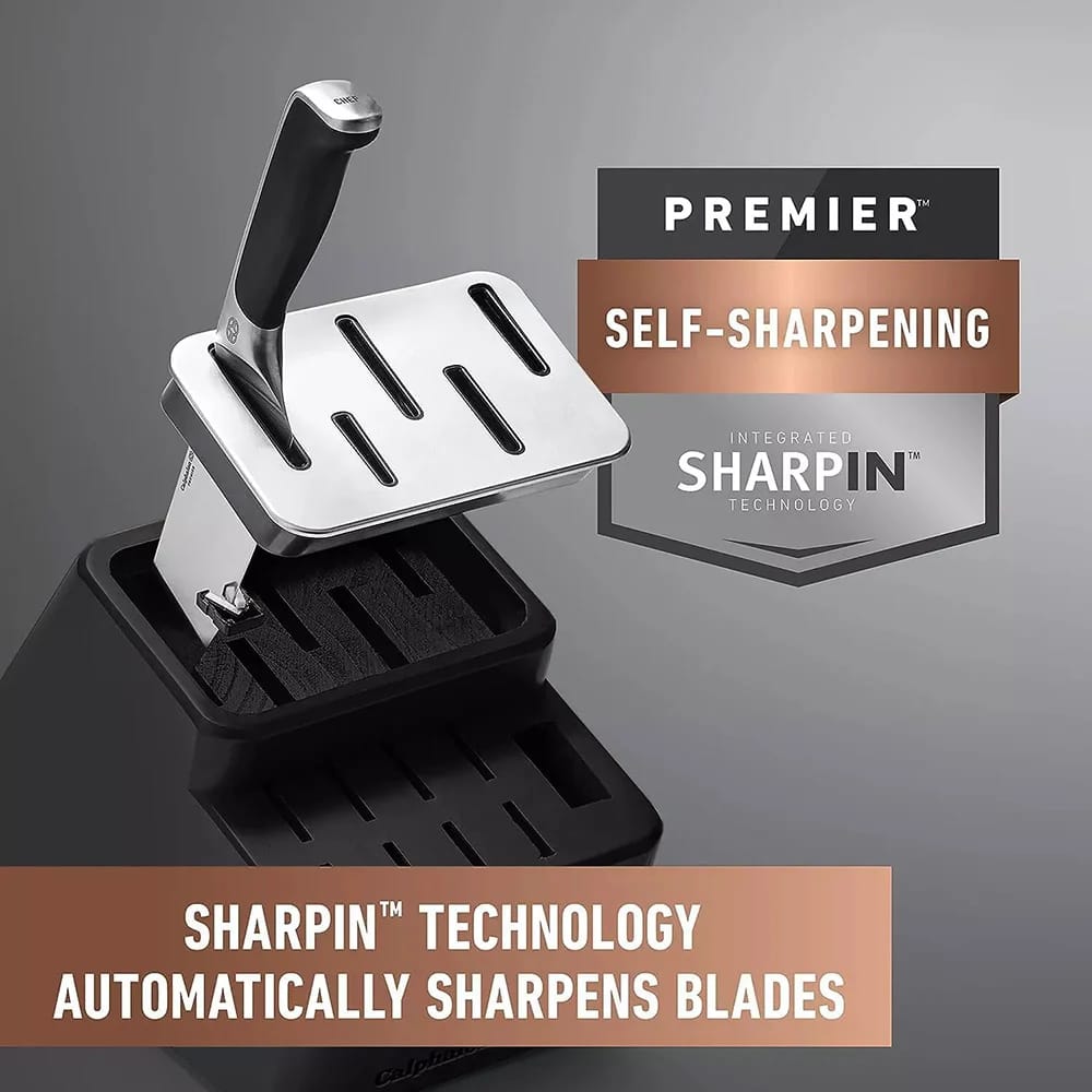 Calphalon Contemporary SharpIN Self-Sharpening Knife Set, Black, 18 Count