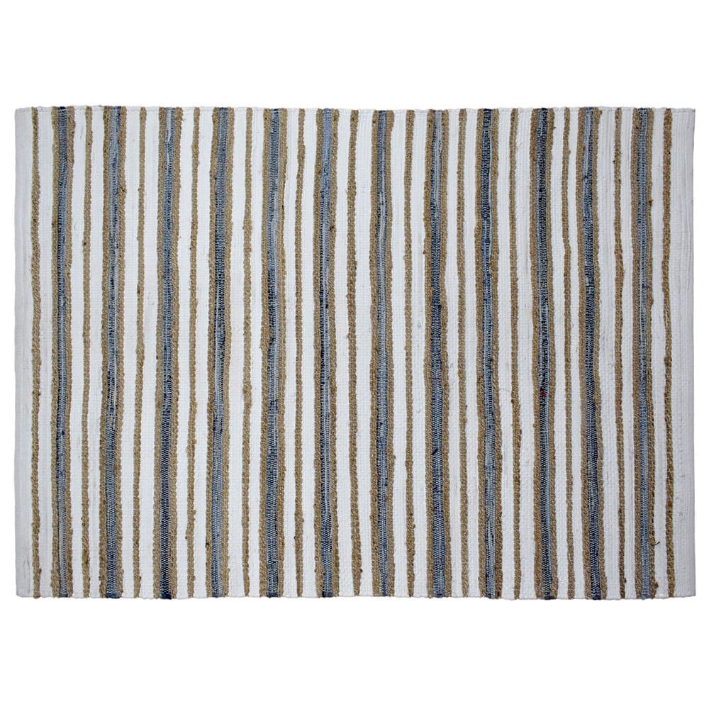 Handwoven 5' x 8' Denim and Jute Area Rug with Non-Skid Backing