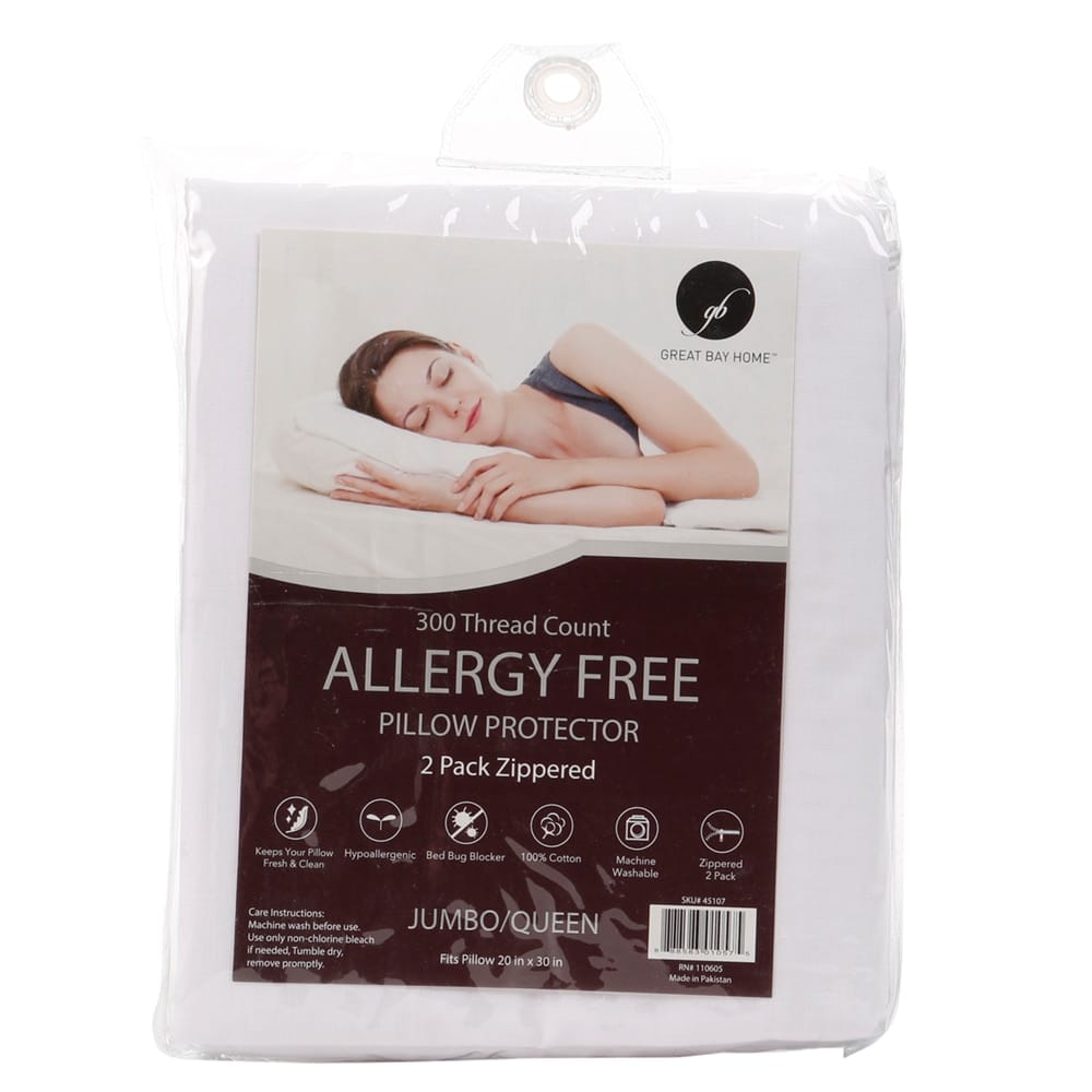 Cotton Allergen Barrier Queen Pillow Protectors, 2-pack