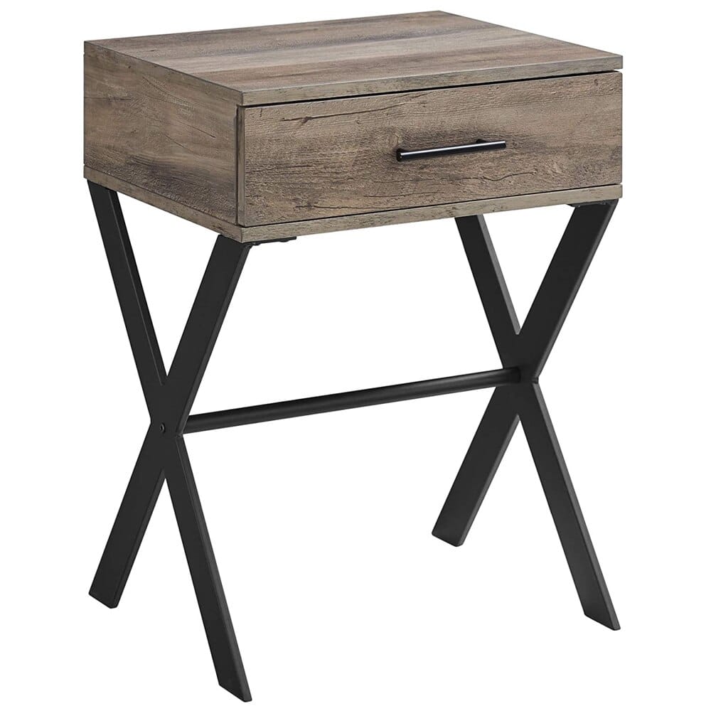 Walker Edison X-Leg Side Table, Gray Wash